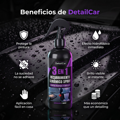 DetailCar® Recubrimiento Cerámico 3 en 1 Hidrofóbico