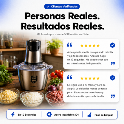 Picadora Procesadora Multifuncional 2 Litros - Acero Inoxidable